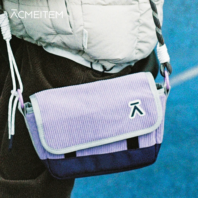 ACMEITEM爱棵米  户外灯芯绒斜挎包撞色休闲出行斜挎小包男女