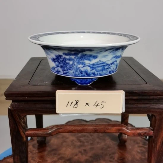 手工坯手绘青花釉下五彩
