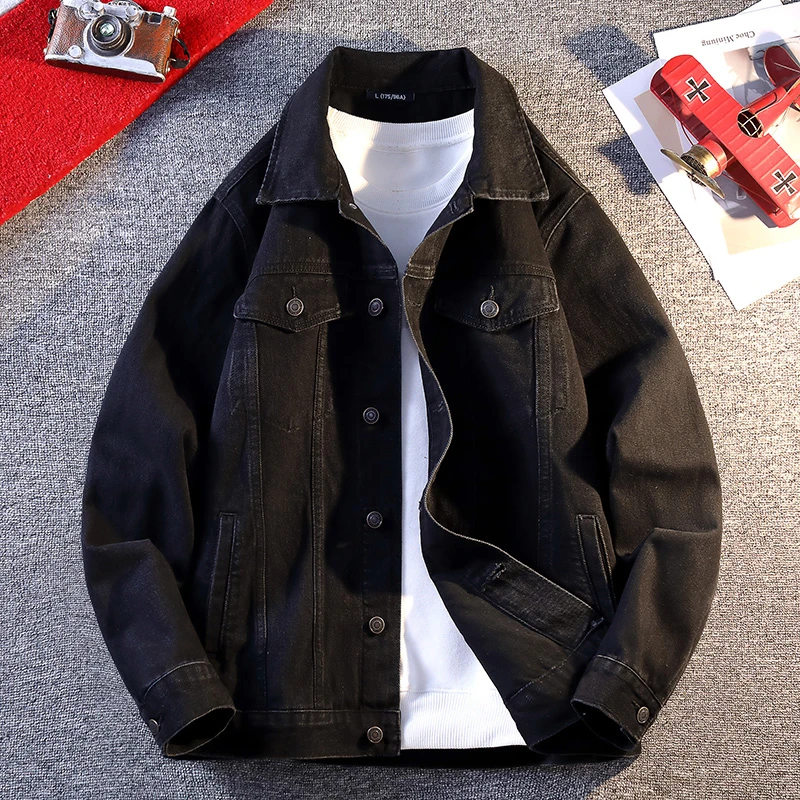 GLM秋季新款日系翻领纽扣休闲宽松工装衬衫长袖牛仔外套 男潮