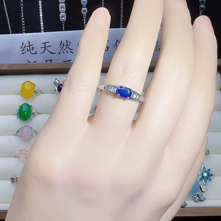 蓝宝石银S925镶嵌戒指
