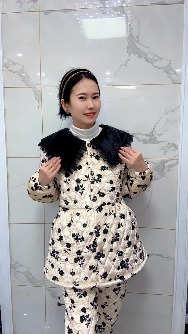 新款金丝绒三层加厚保暖套装家居服外出款945