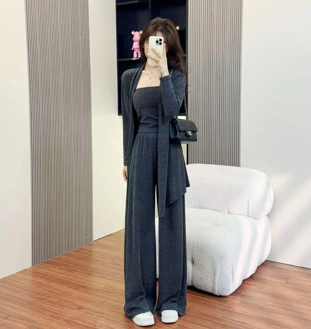 显瘦长裤宽松时尚三件套套装田园上衣时尚休闲风甜美清新