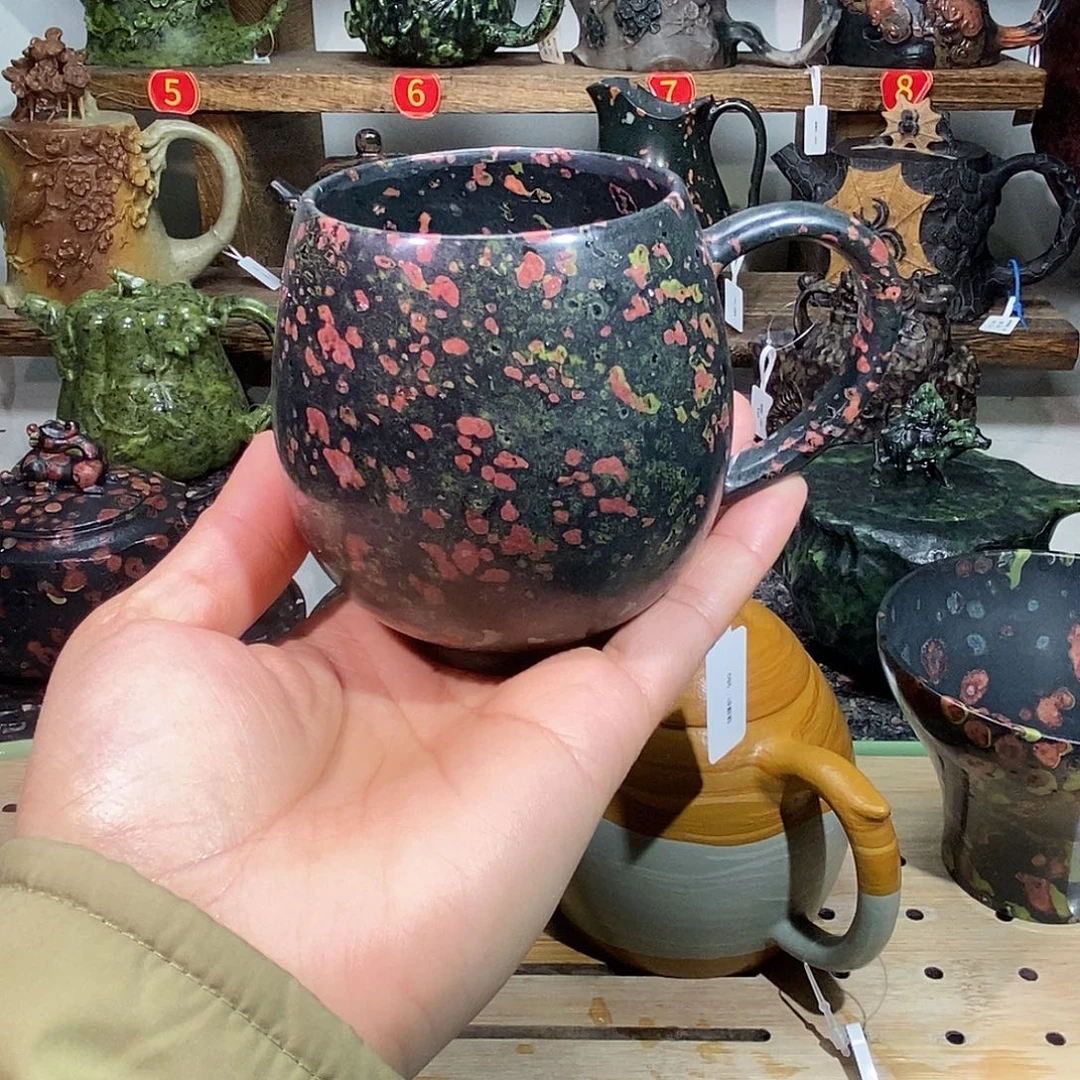 空***~梅花石安山玉精品咖啡杯