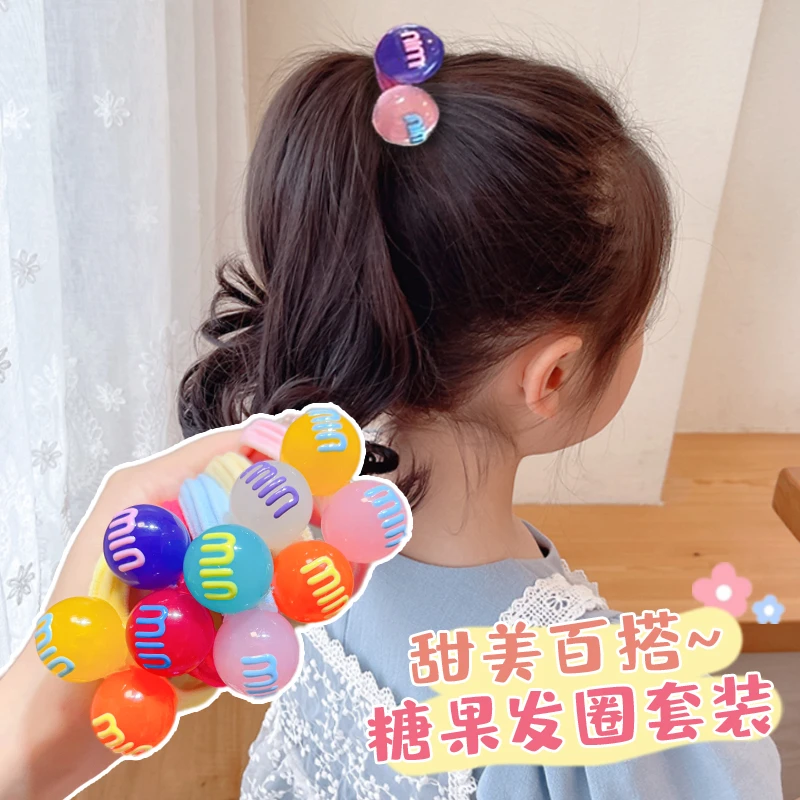 【糖果色】 min彩色多巴胺发圈女孩扎头发皮筋高弹力糖果色珠珠头绳