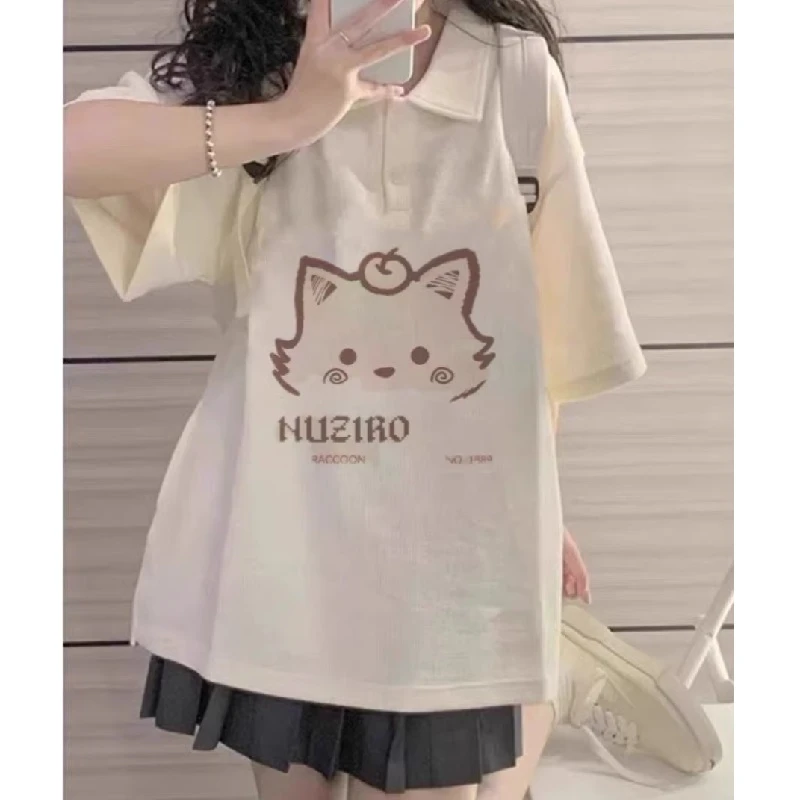 中大童短袖t恤夏季学生学院纯棉POLO衫上衣女童百褶短裙两件套装