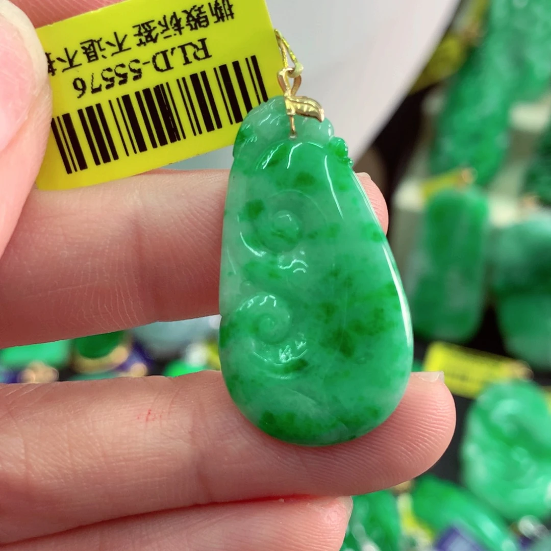 翡翠18K金镶嵌吊坠(不含链)