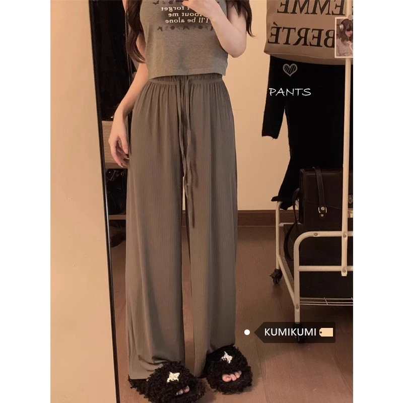 2024胖MM显瘦高腰阔腿裤夏季薄款百搭休闲裤直筒垂感通勤