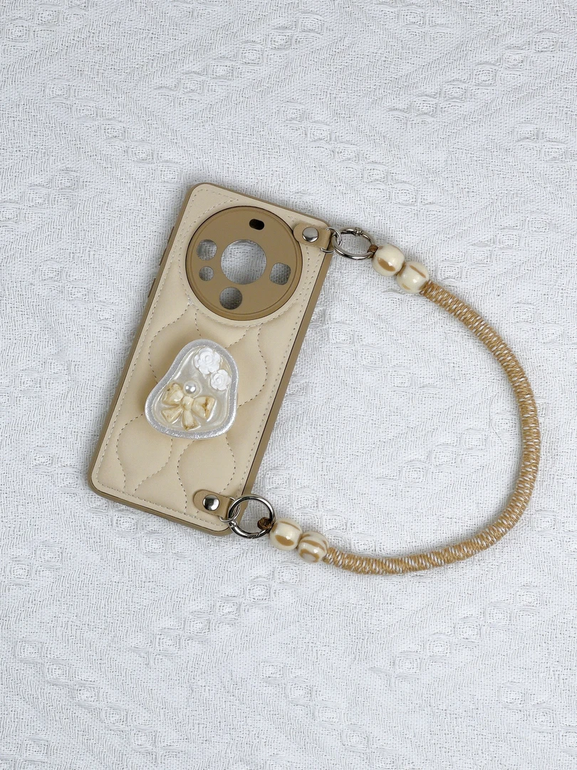 品申原创全包皮质卡其贝母支架编织手提适用华为mate70pro手机壳