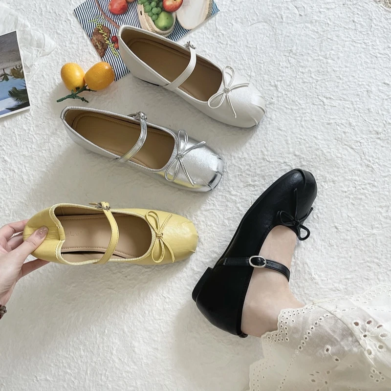 偏大半码 内增高蝴蝶结单鞋女厚底玛丽珍鞋