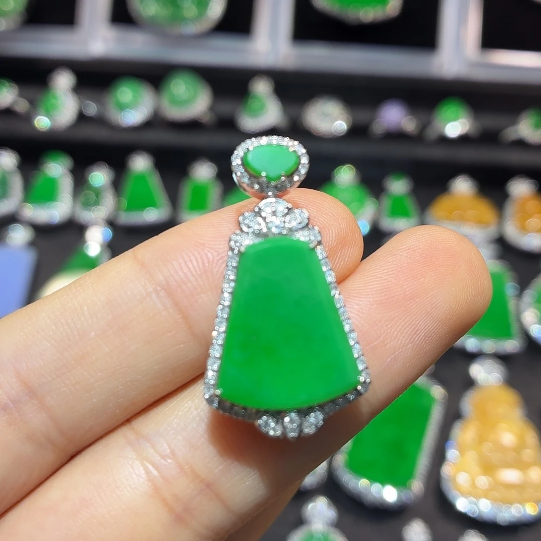 翡翠18K金镶嵌吊坠(不含链)翡翠