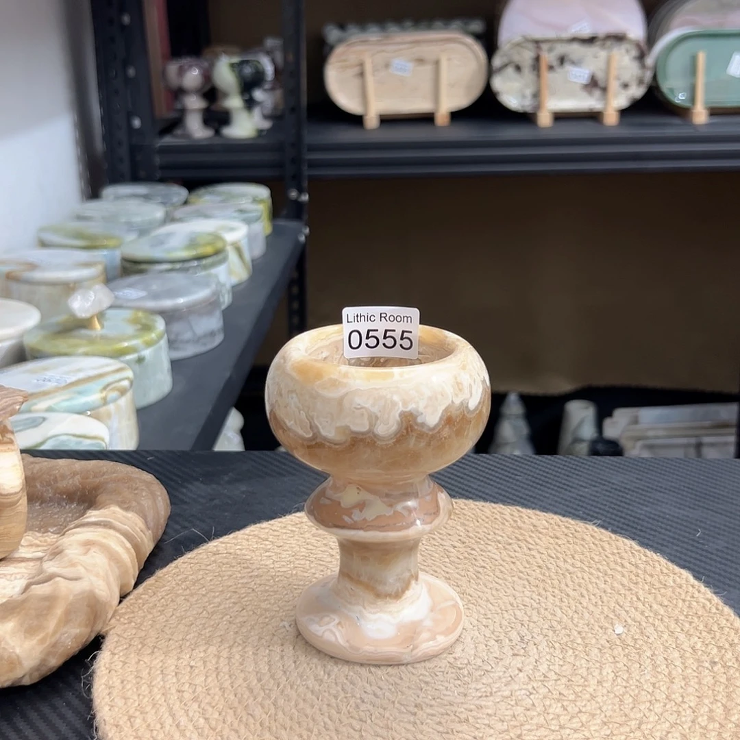 天然大理石0555泡泡烛台有晶洞