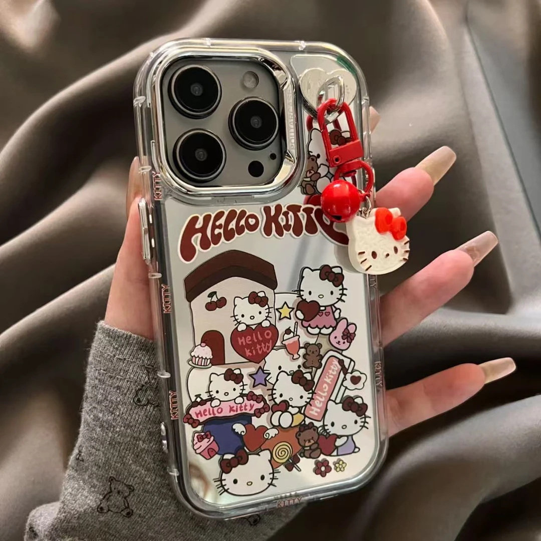 镜面满屏Kitty甜品站适用iPhone16ProMax手机壳苹果15P可爱14/13