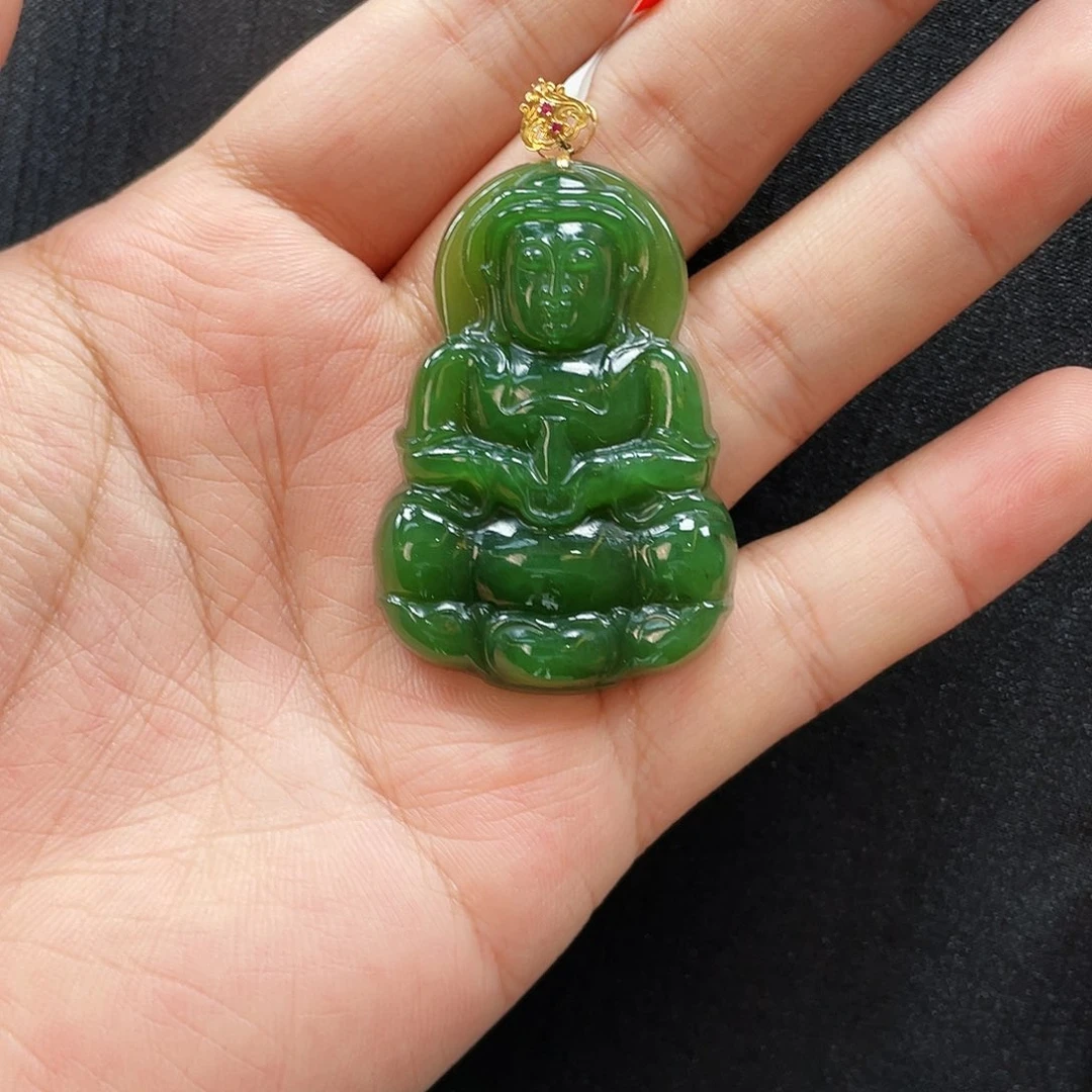 吊坠(赠链)18K金镶嵌和田玉