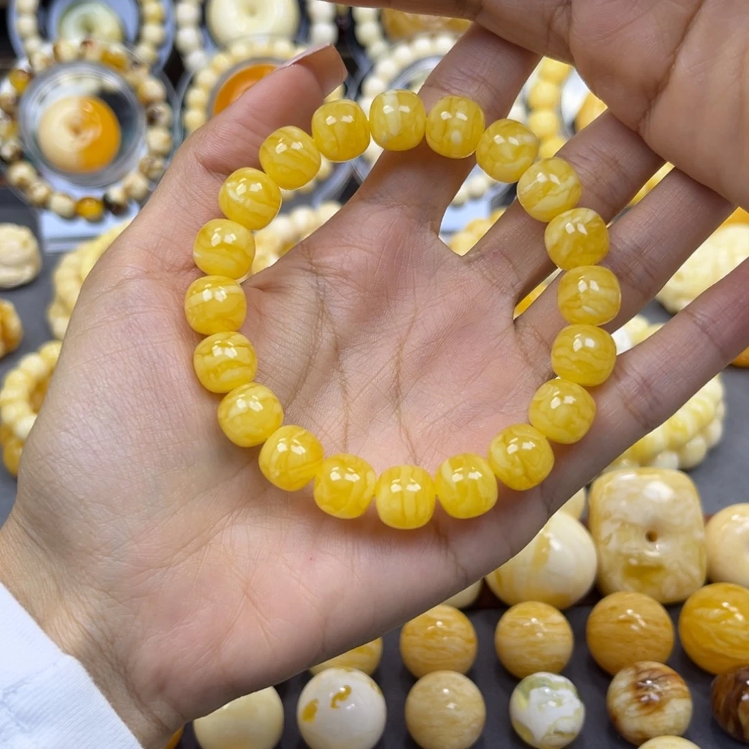琥珀未镶嵌手串11+