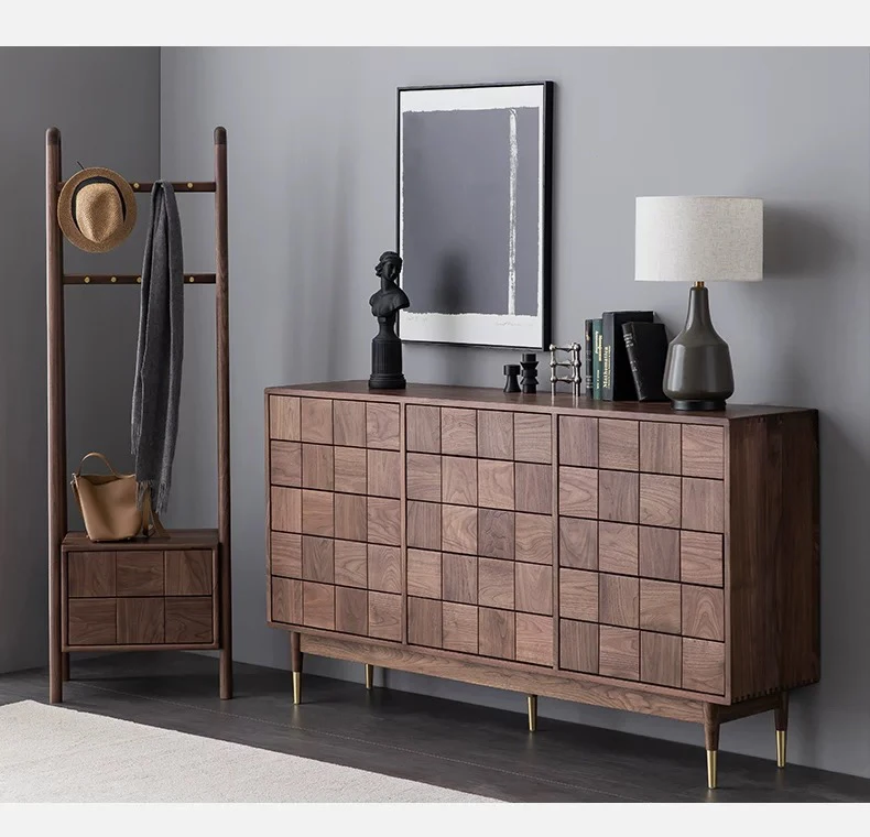 全实木五斗柜北欧黑胡桃卧室十五斗橱现代简约轻奢客厅储物收纳柜