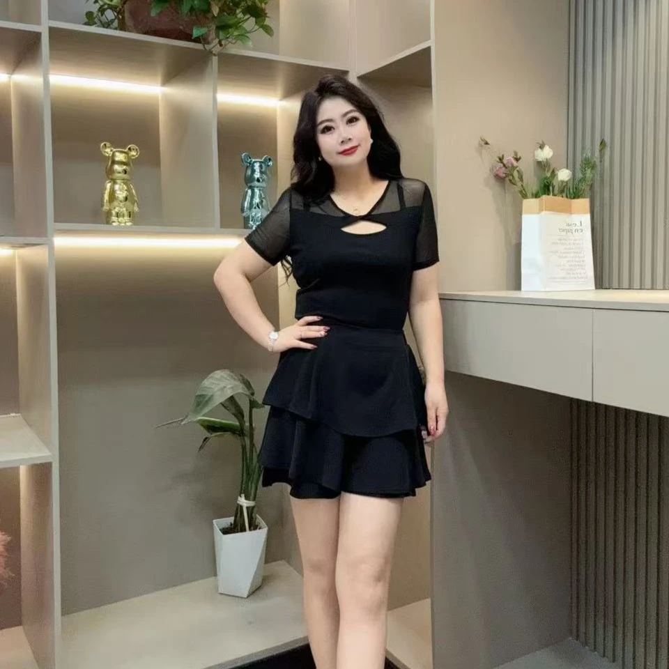 夏季半袖-娇 807 时尚洋气潮流拧劲镂空领气质款胖MM大码女装新款