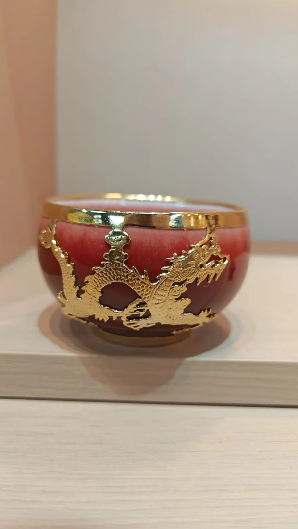 【景德镇】高温陶瓷,郎红金镶玉杯子