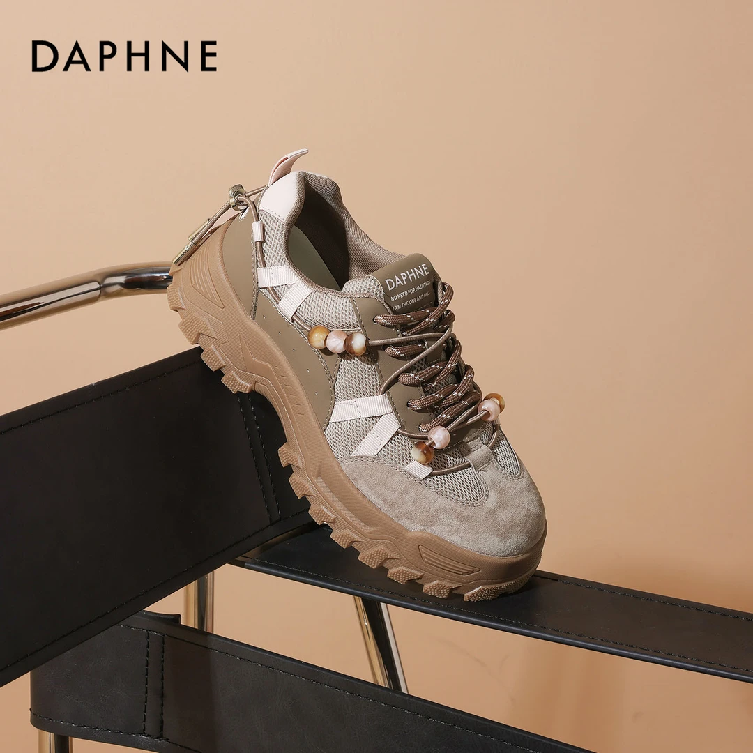 达芙妮新款复古老爹鞋女款2025春夏舒适增高显脚小厚底运动休闲鞋