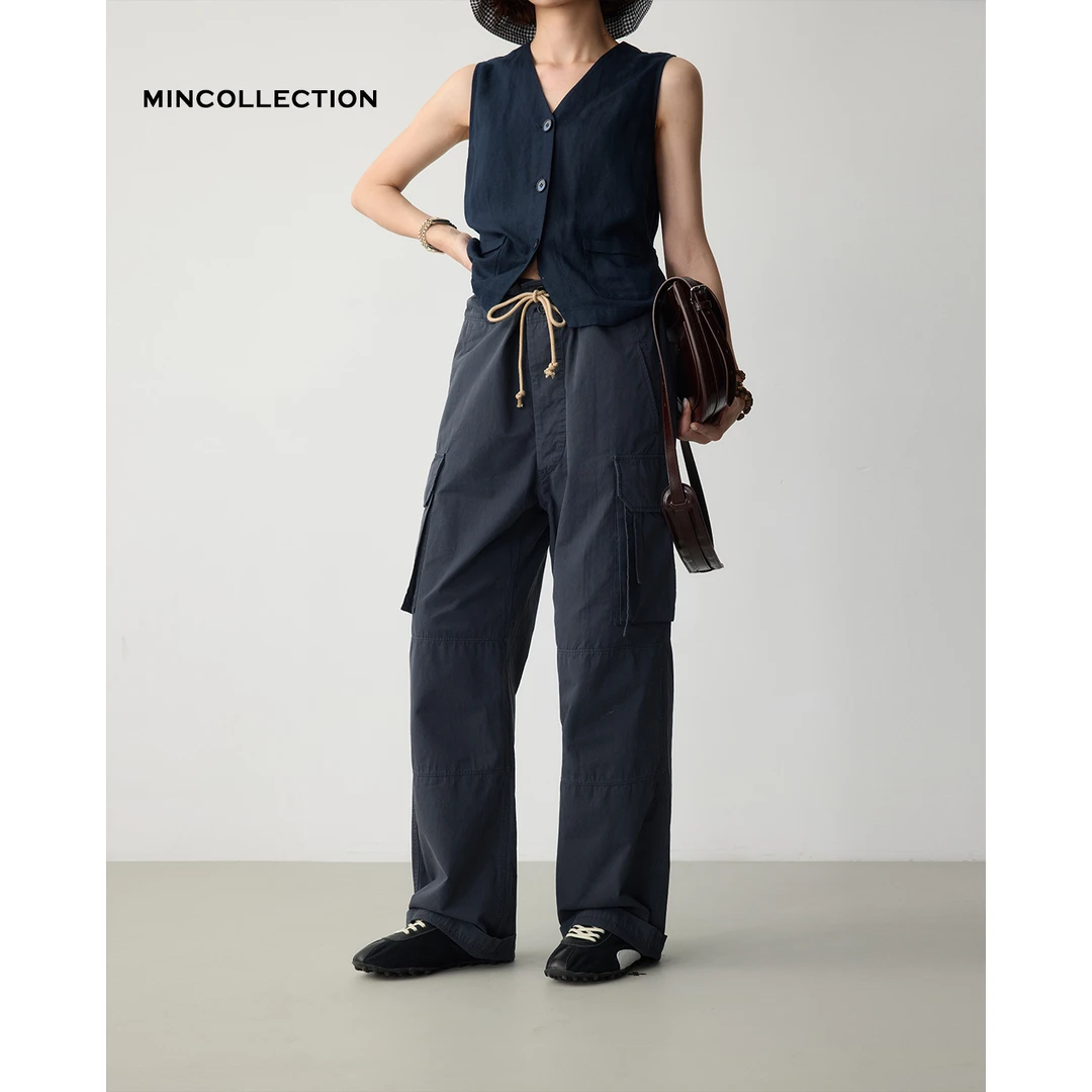 DE Mincollection系带工装裤/日系翻盖大口袋工装直筒休闲裤40315