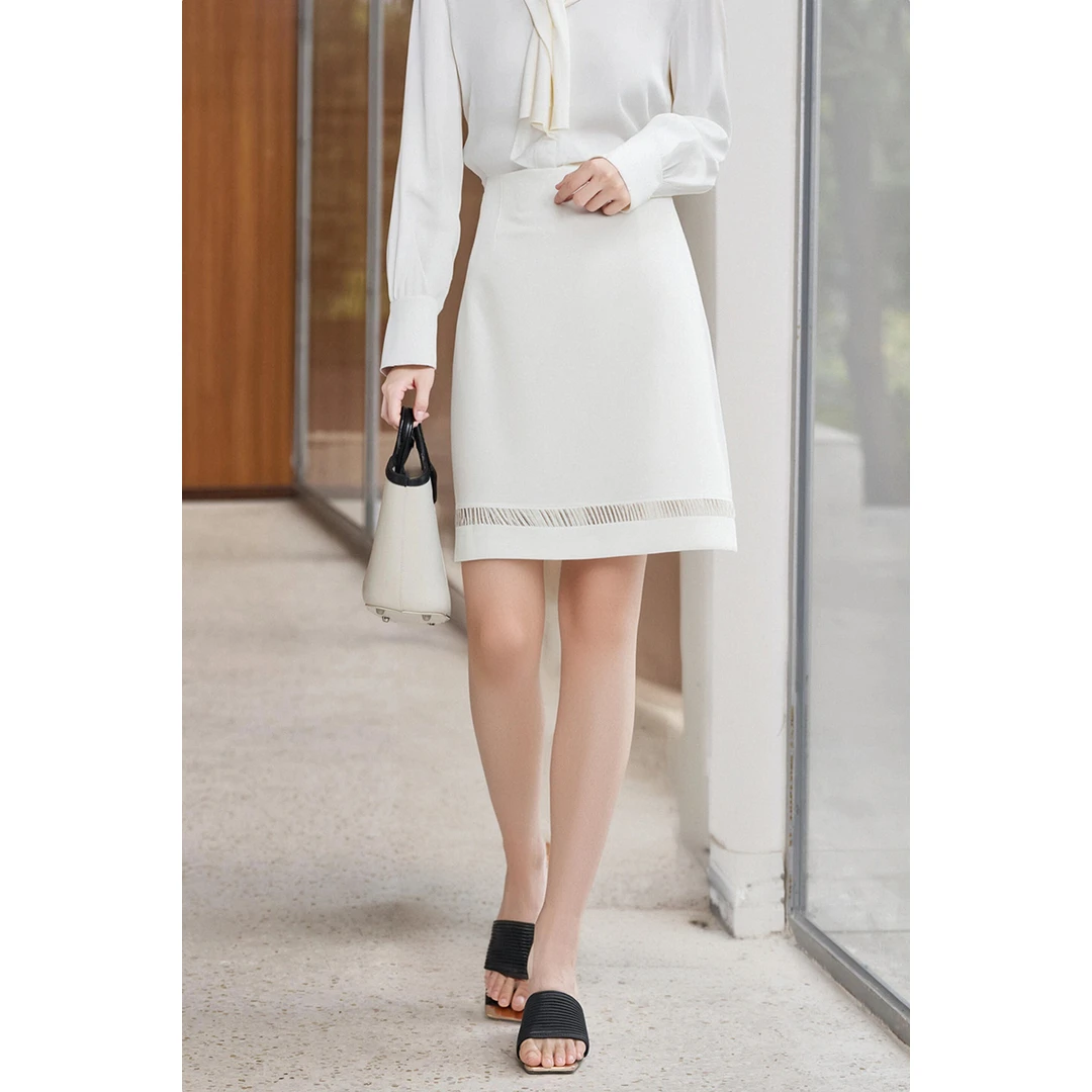 【高宥惠专属】时尚百搭醋酸半身裙高腰显瘦短款A字裙5R25AI5662