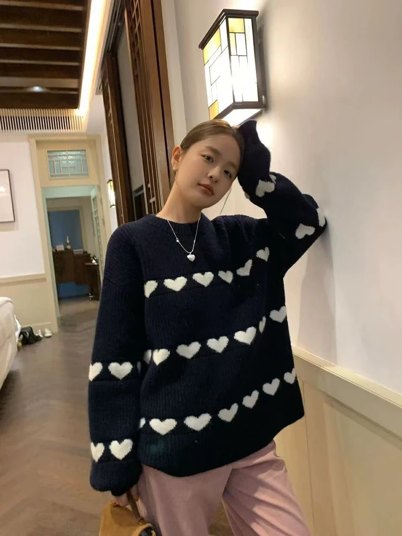 高端甜美爱心毛衣 可爱减龄保暖舒适洋气8187