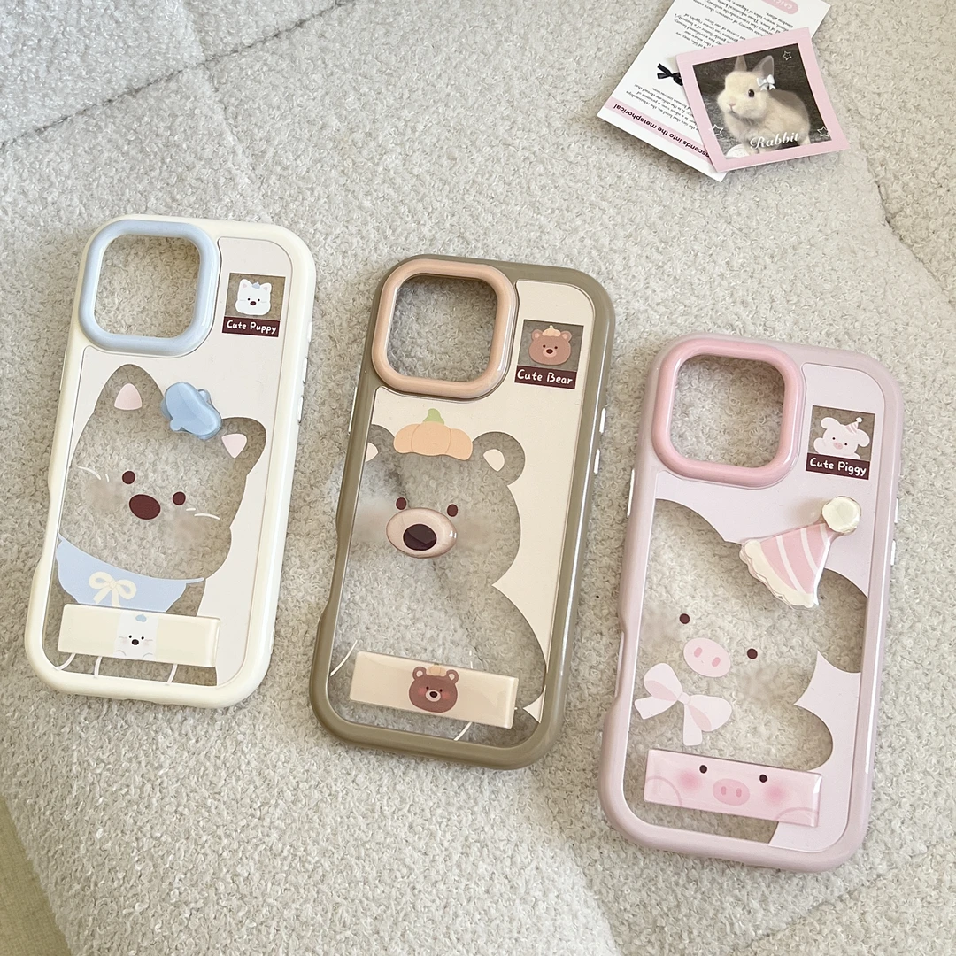 趣味旋转帽子动物支架适用iphone16promax手机壳14苹果16透明13硬