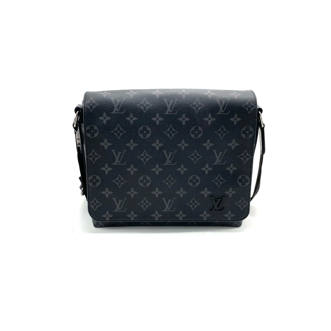 99新 LouisVuitton/路易威登 黑老花翻盖邮差包斜挎包 尺寸26/22