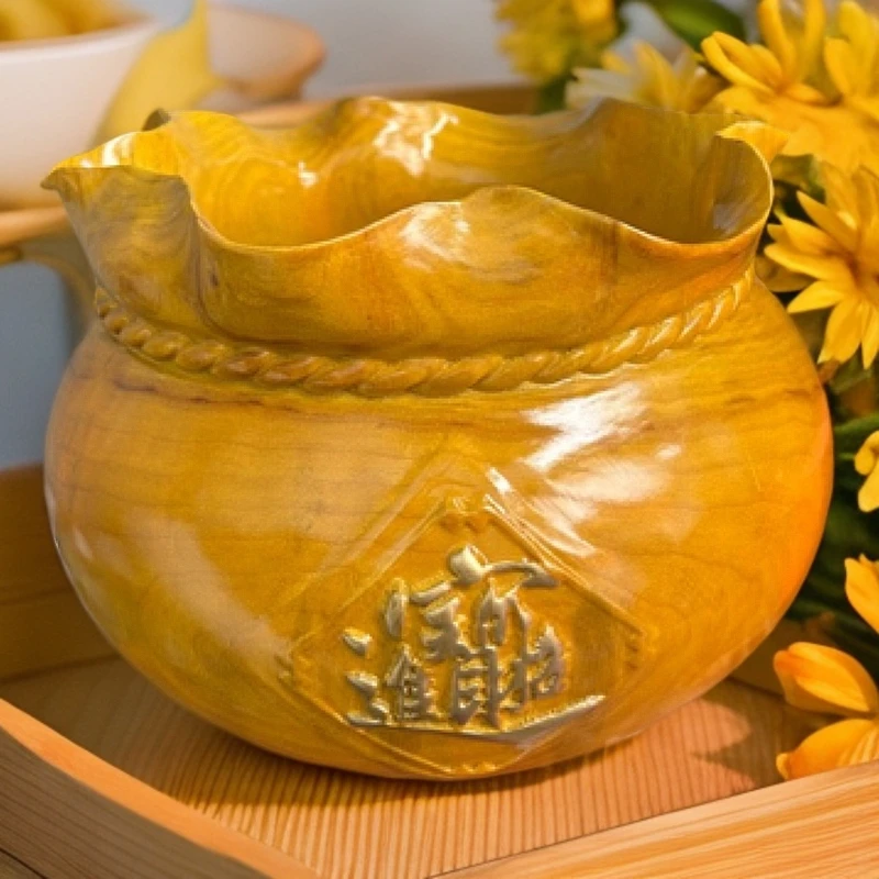 香樟木楠木色大号聚宝盘