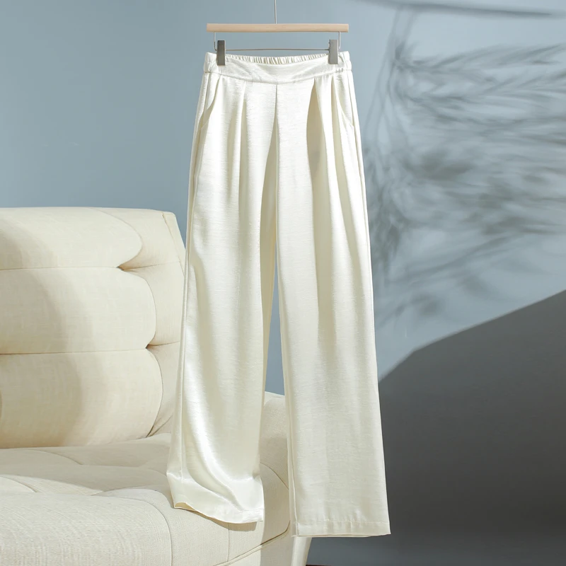 品牌正品【桑蚕丝直筒裤】589夏季必备神裤高腰直筒阔腿裤显高显瘦