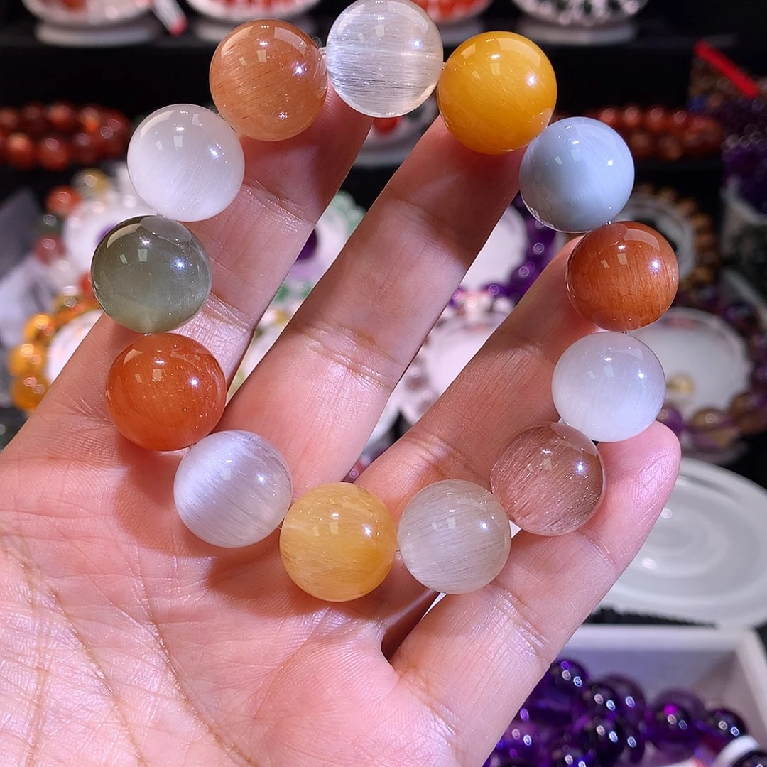 未镶嵌水晶手链15毫米彩兔毛