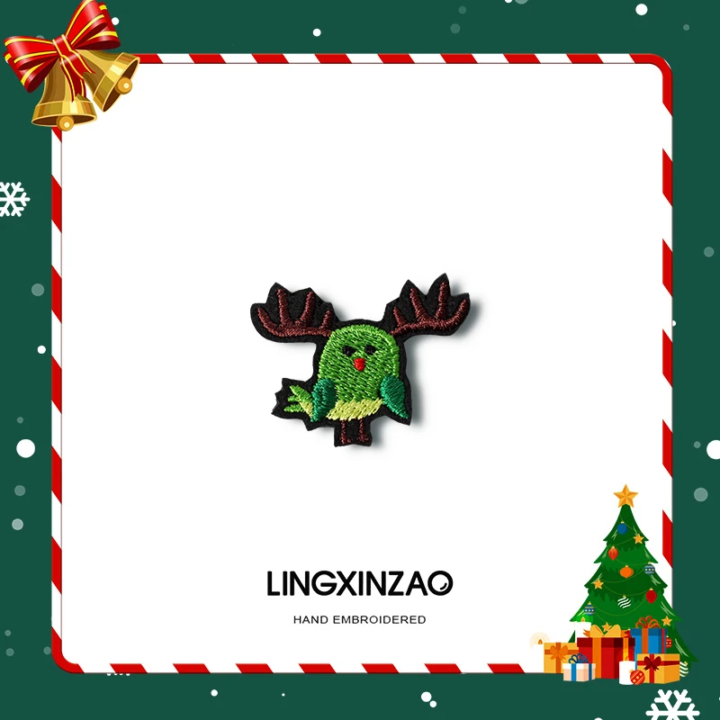 非金属布艺胸针 圣诞节胸针卡通可爱布艺刺绣圣诞鸟衣服别针配饰