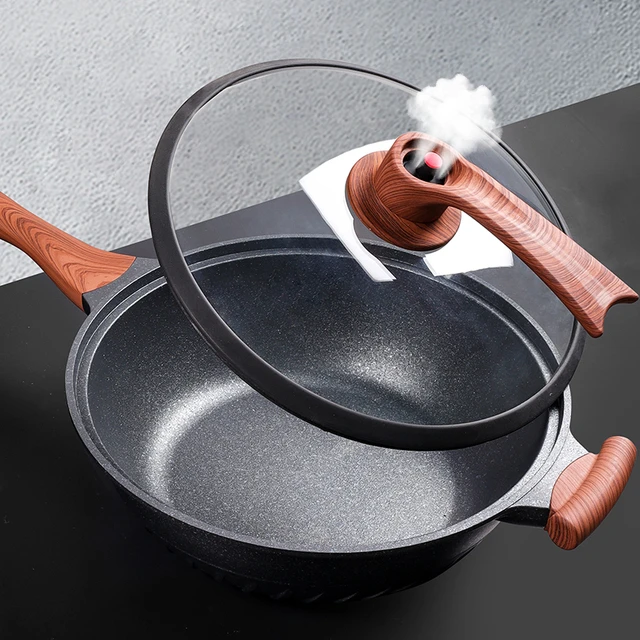 德国双立人官方正品黑金刚炒锅不沾平底锅麦饭石锅炒锅家用电磁炉