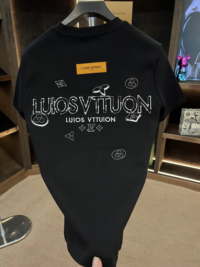 镂空字母轻奢重工刺绣男士半袖T恤