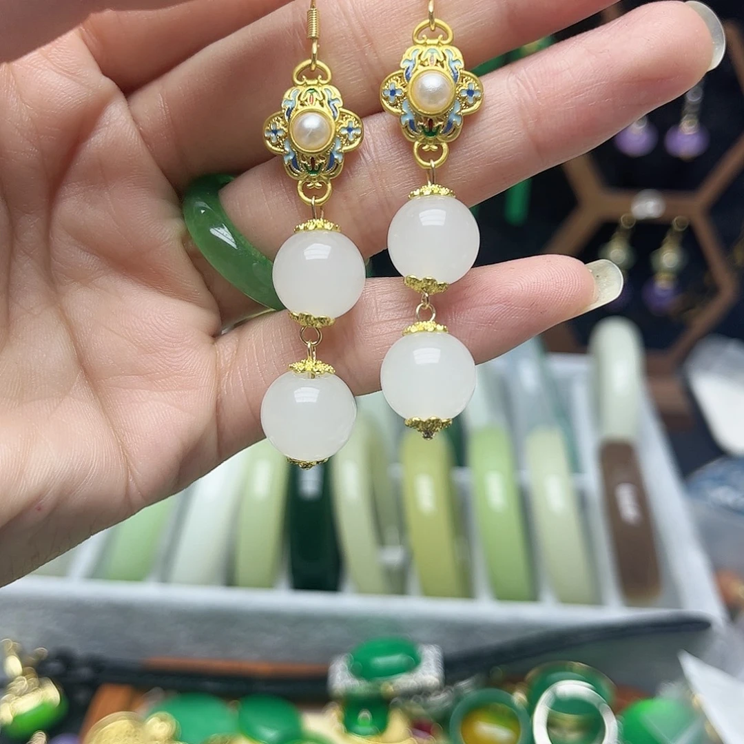 翡翠未镶嵌耳饰圆