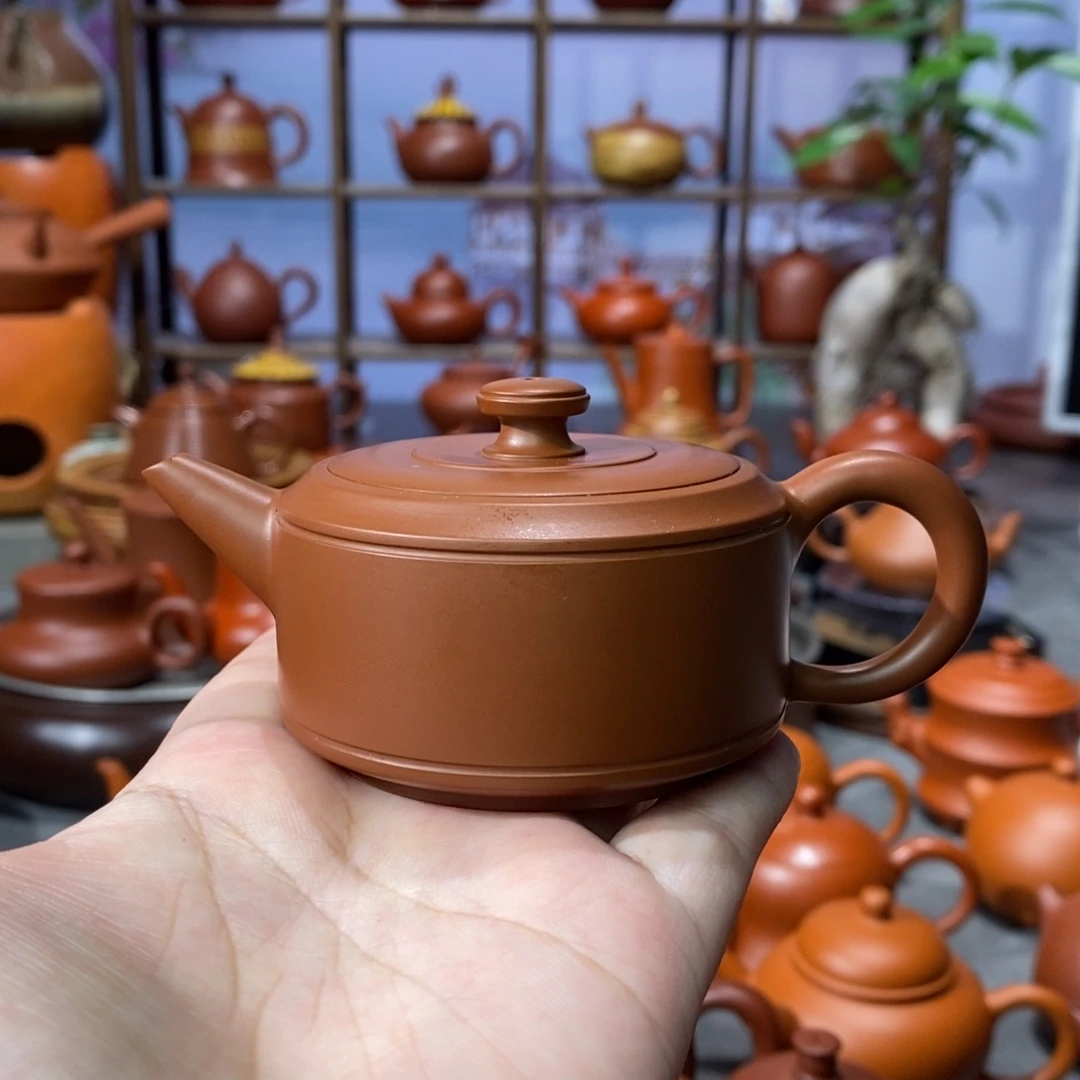 茶壶朱泥吴翰石矿朱泥素面周盘壶90c