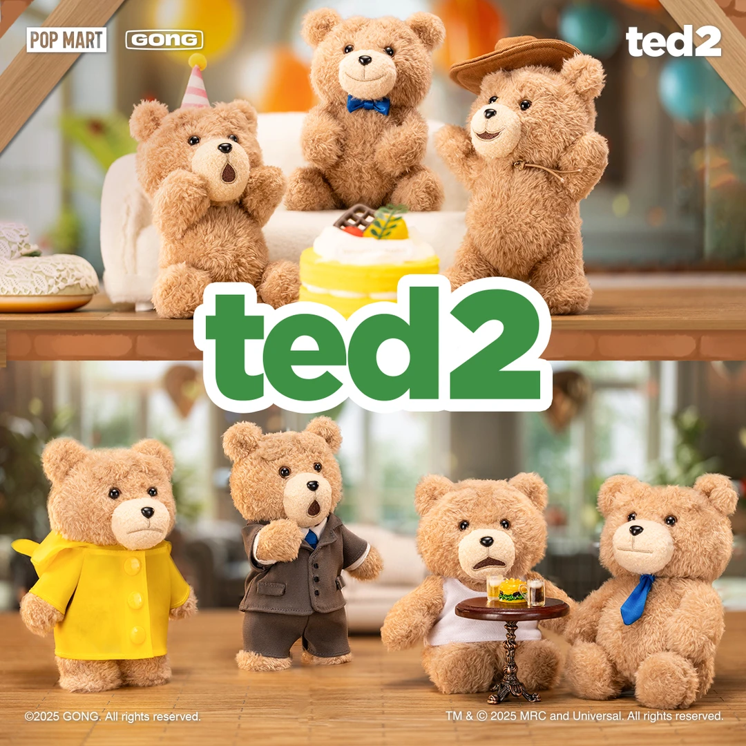 【现货】泡泡玛特共鸣-Ted2 泰迪熊 可动毛绒挂件盲盒