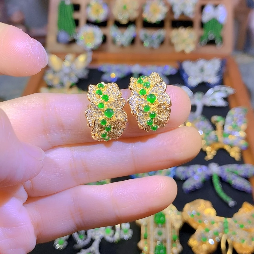 吊坠(不含链)银S925镶嵌翡翠