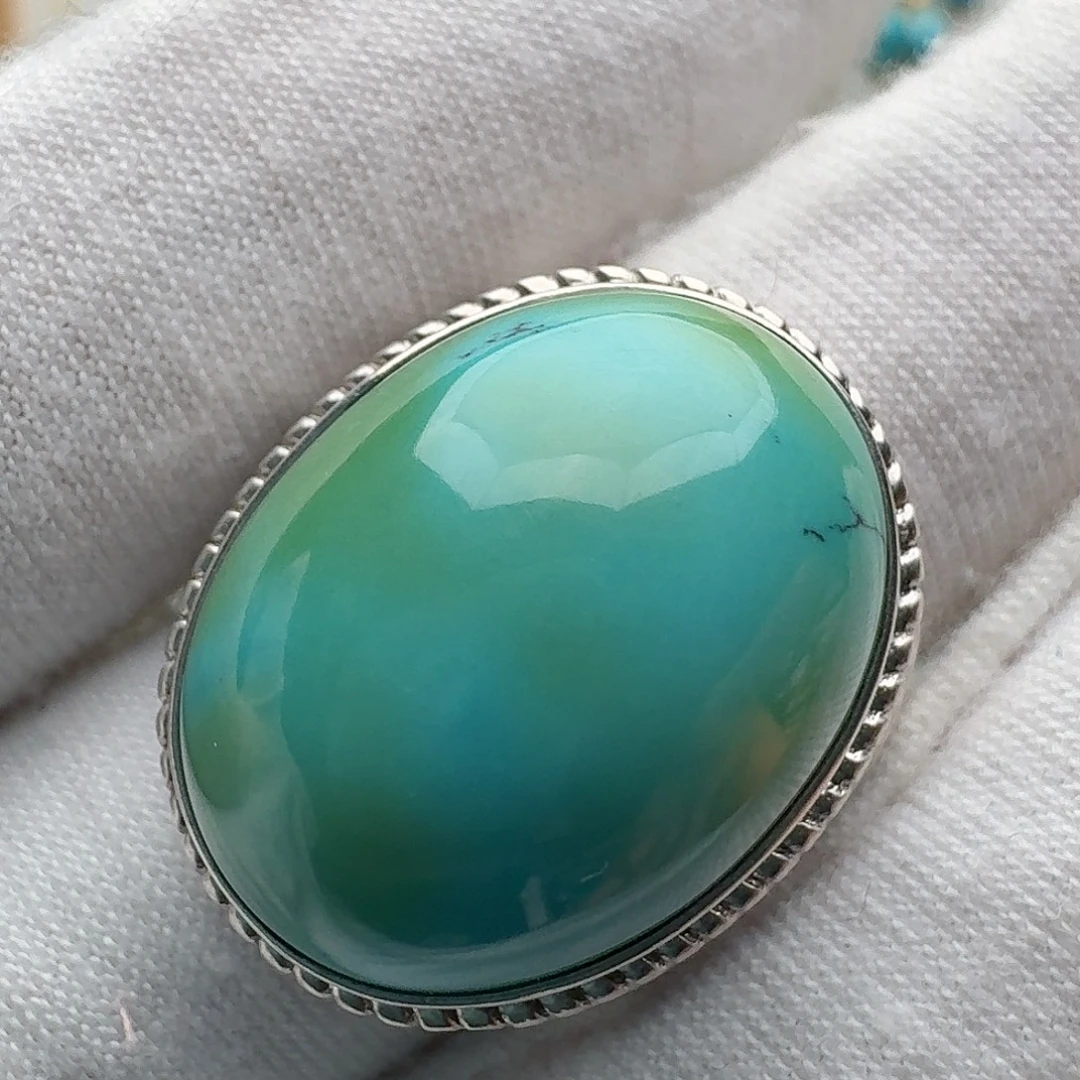 绿松石银S925镶嵌戒指