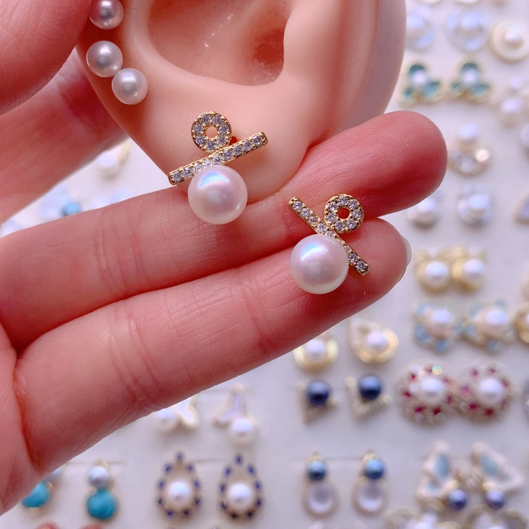 淡水珍珠合金耳饰