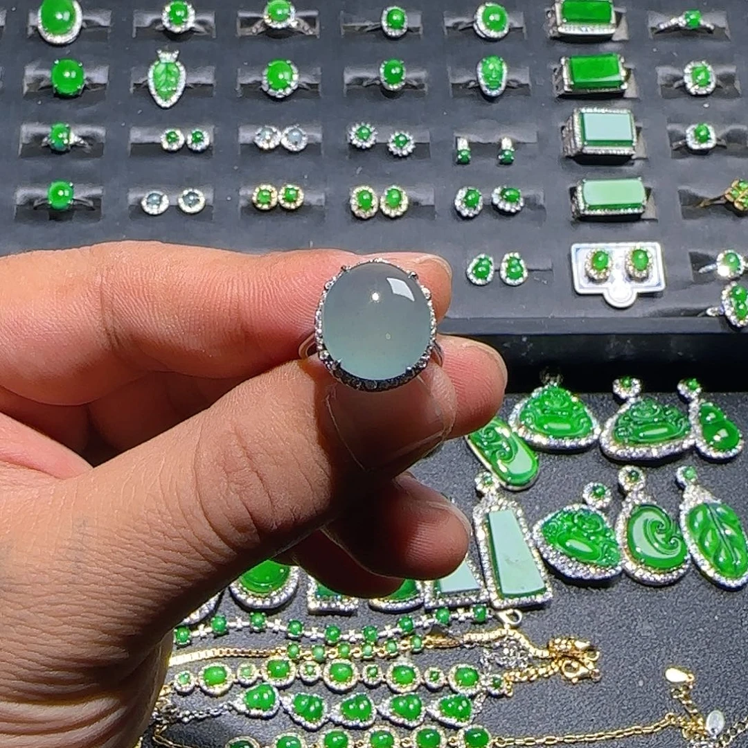 翡翠银S925镶嵌戒指