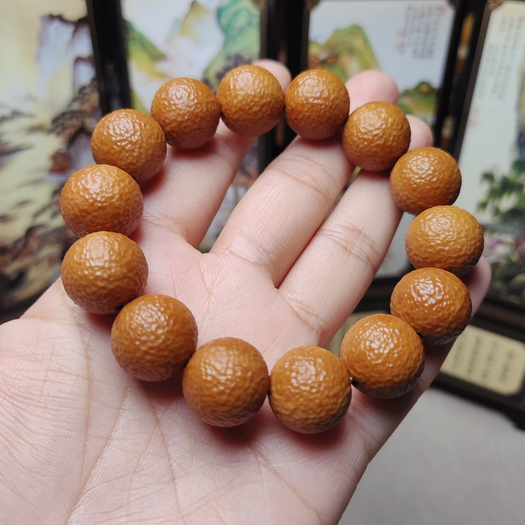 橄榄核雕圆珠橘子皮 尺寸1.5+