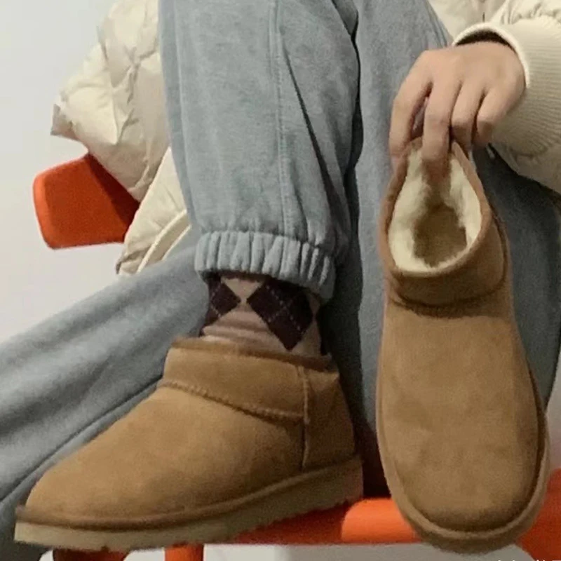 [薄底迷你]皮毛一体桑坡新款高级舒适保暖冬季雪地靴