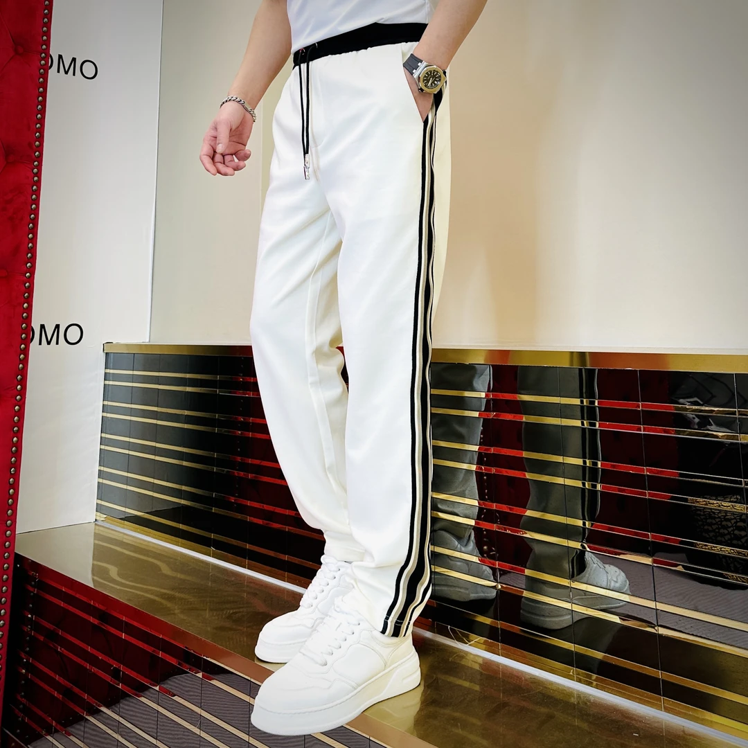 水金男装男士春秋潮流时尚百搭弹力轻薄直筒织带休闲裤卫裤25333