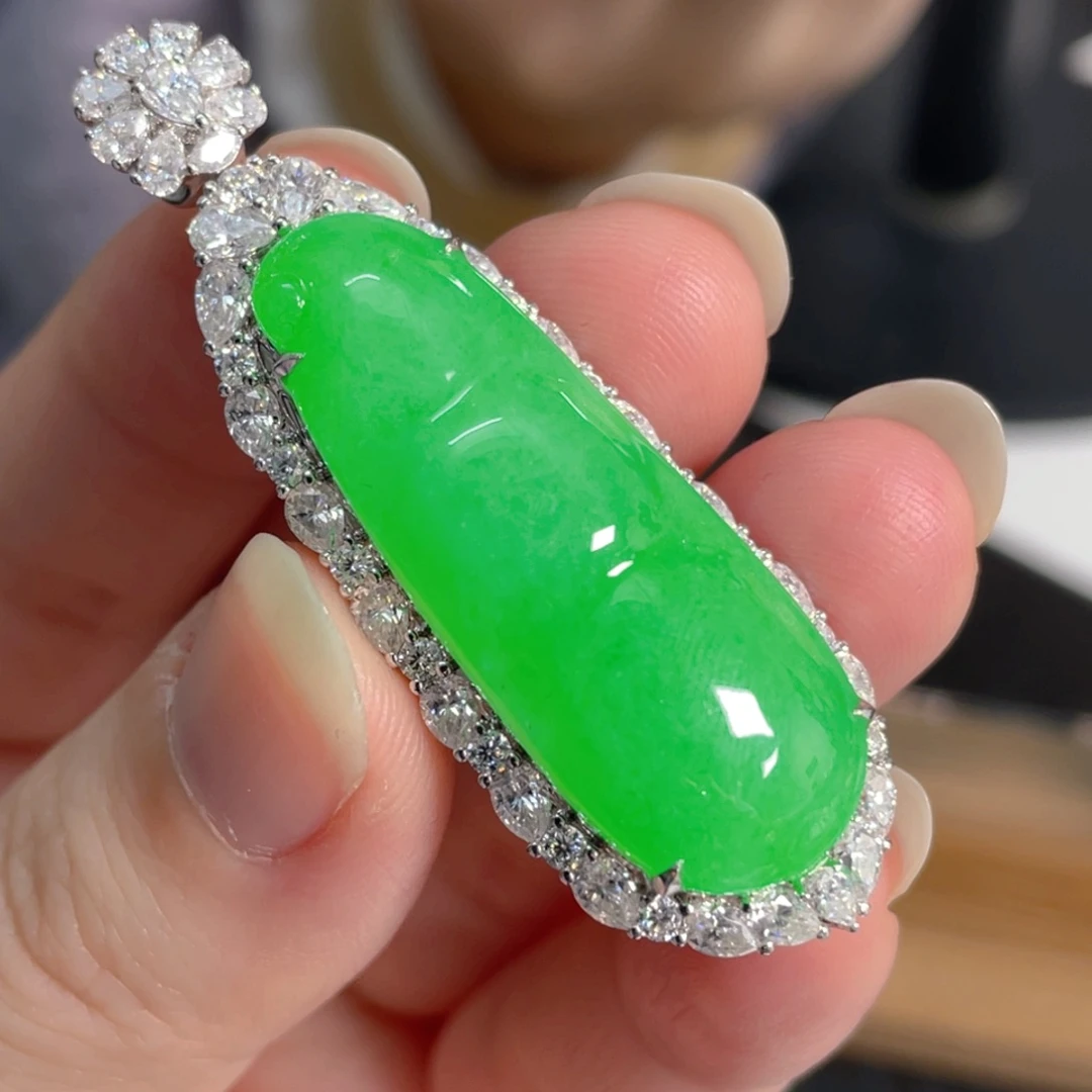 翡翠18K金镶嵌吊坠(不含链)