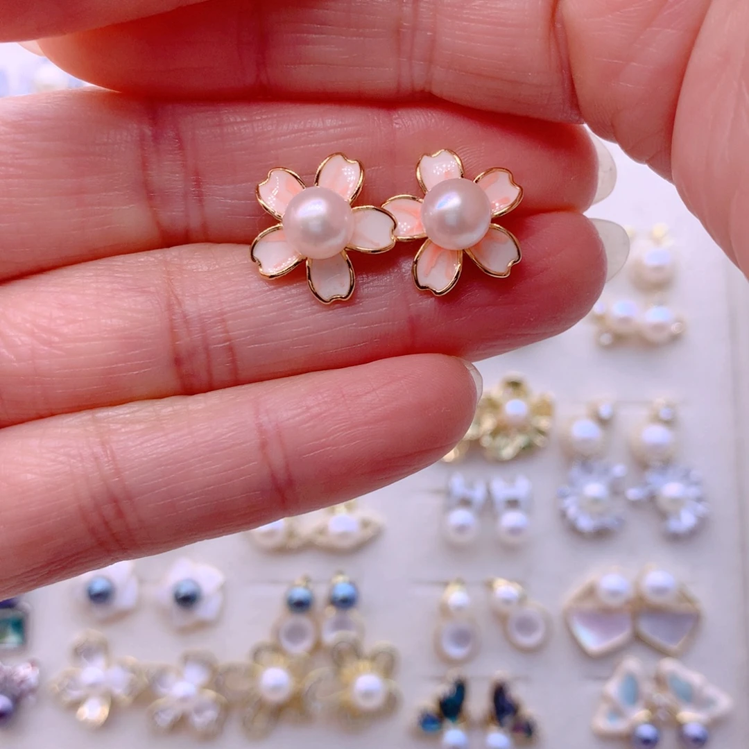 合金淡水珍珠耳饰