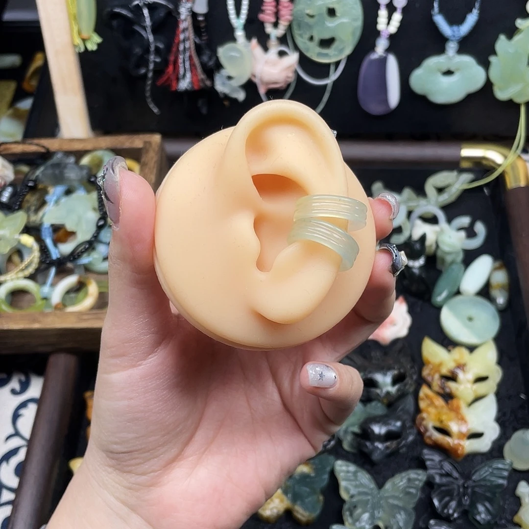 蛇纹石玉未镶嵌颈饰耳骨夹38.8一对