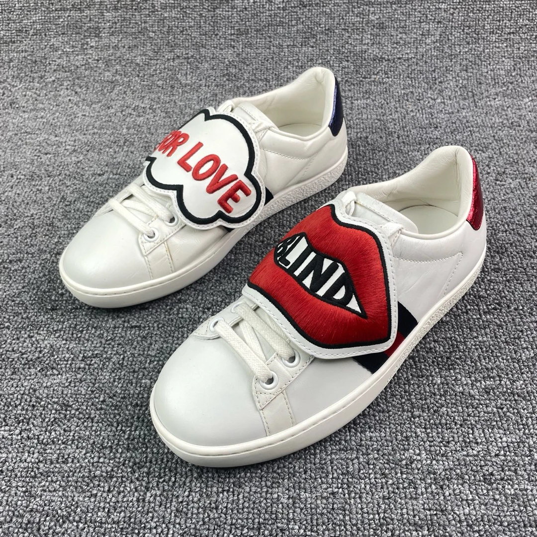 99新 GUCCI/古驰 魔术贴小白鞋 35码