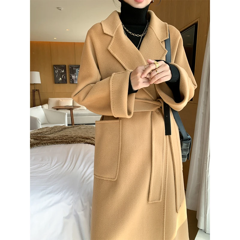 浴袍版型【M家经典唐晶同款】双面羊毛大衣时尚气质名媛长款外套
