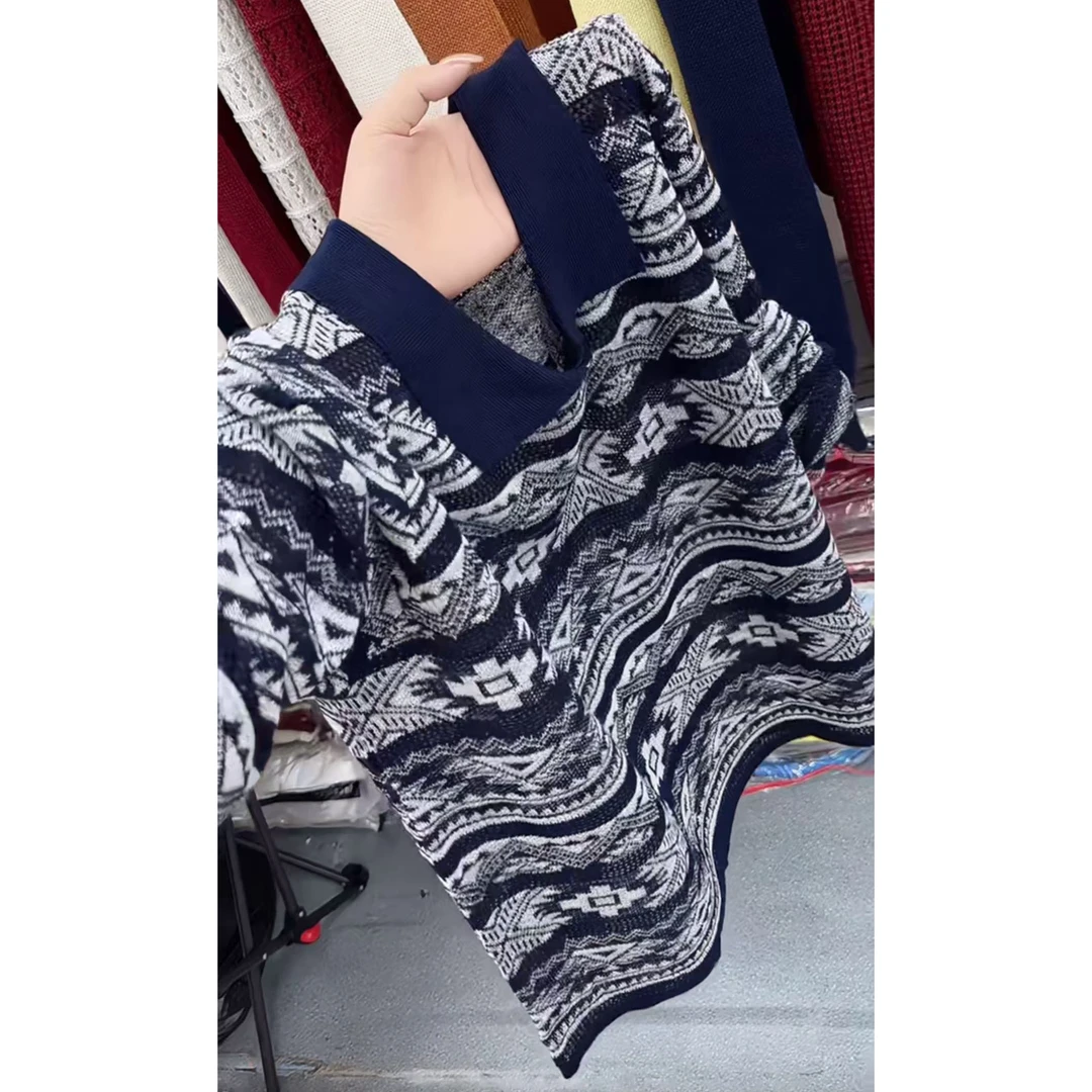 今年流行穿搭2025早秋新款温柔风防晒翻领拼色毛针织衫长袖上衣