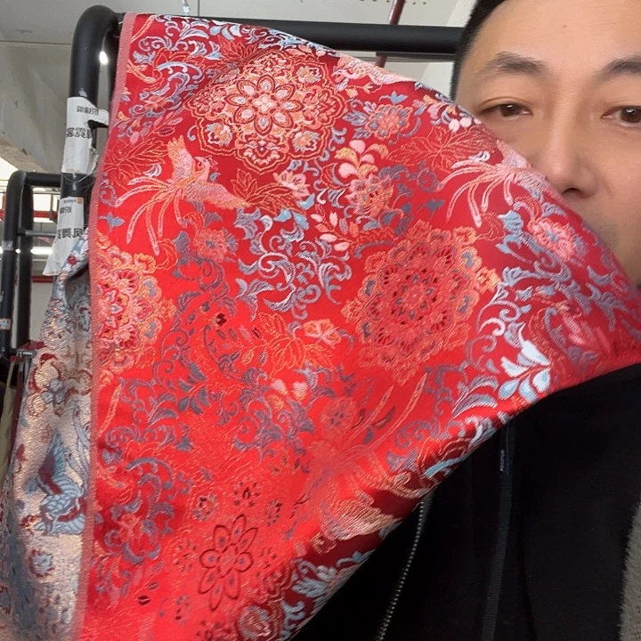 无纺布红色风舞霓裳织锦缎1米